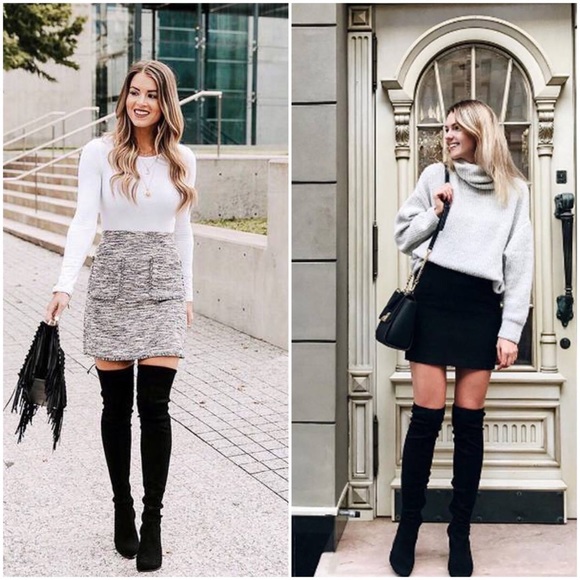 Sam Edelman Kristie Over The Knee Black Suede Kitten Heel Zip Up Point Toe Boots - Picture 3 of 16